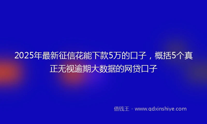 2025年最新征信花能下款5万的口子，概括5个真正无视逾期大数据的网贷口子