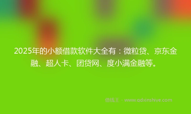 2025年的小额借款软件大全有：微粒贷、京东金融、超人卡、团贷网、度小满金融等。