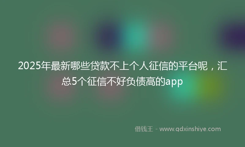 2025年最新哪些贷款不上个人征信的平台呢，汇总5个征信不好负债高的app