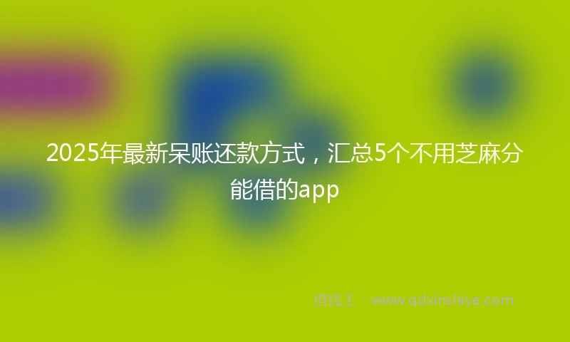 2025年最新呆账还款方式，汇总5个不用芝麻分能借的app