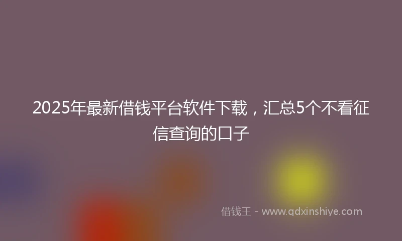 2025年最新借钱平台软件下载，汇总5个不看征信查询的口子