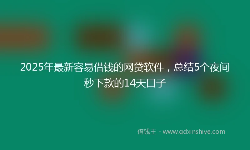2025年最新容易借钱的网贷软件，总结5个夜间秒下款的14天口子