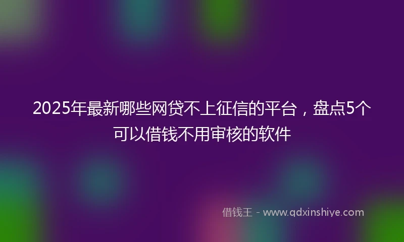 2025年最新哪些网贷不上征信的平台，盘点5个可以借钱不用审核的软件
