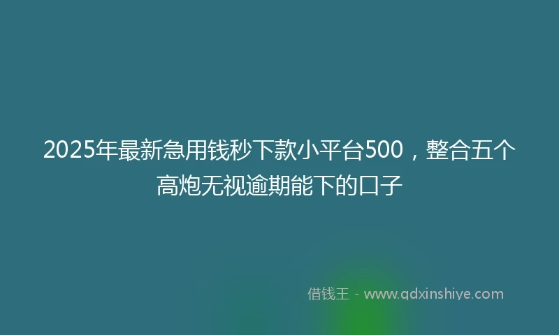2025年最新急用钱秒下款小平台500，整合五个高炮无视逾期能下的口子