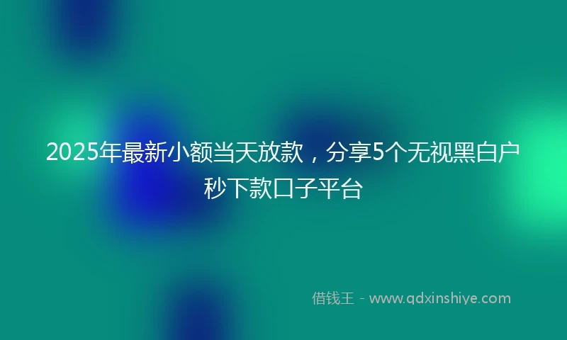 2025年最新小额当天放款，分享5个无视黑白户秒下款口子平台