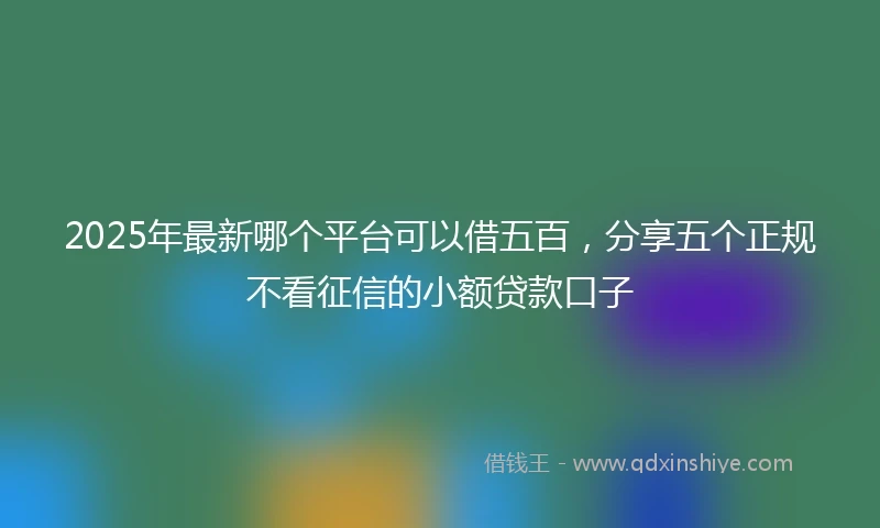 2025年最新哪个平台可以借五百，分享五个正规不看征信的小额贷款口子