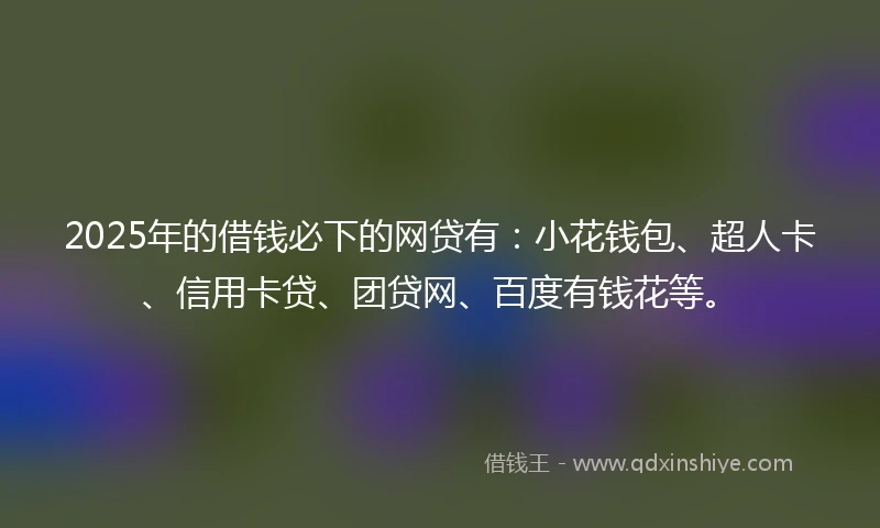 2025年的借钱必下的网贷有：小花钱包、超人卡、信用卡贷、团贷网、百度有钱花等。