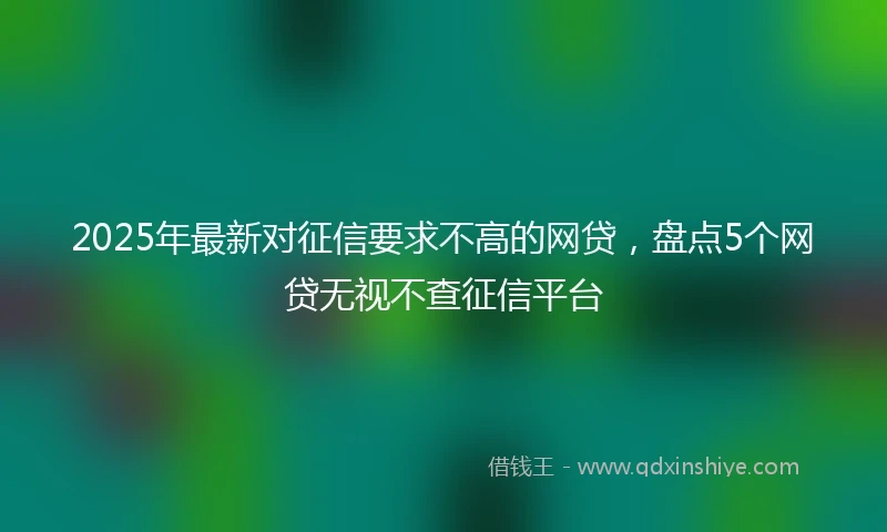 2025年最新对征信要求不高的网贷，盘点5个网贷无视不查征信平台