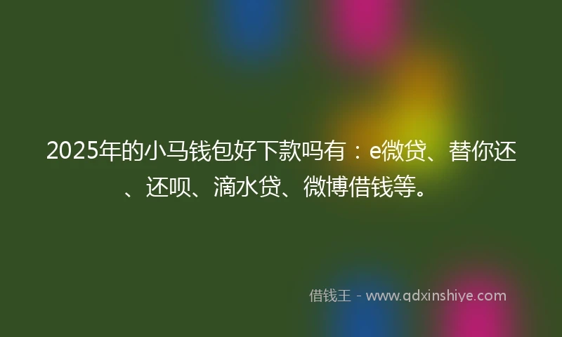 2025年的小马钱包好下款吗有：e微贷、替你还、还呗、滴水贷、微博借钱等。