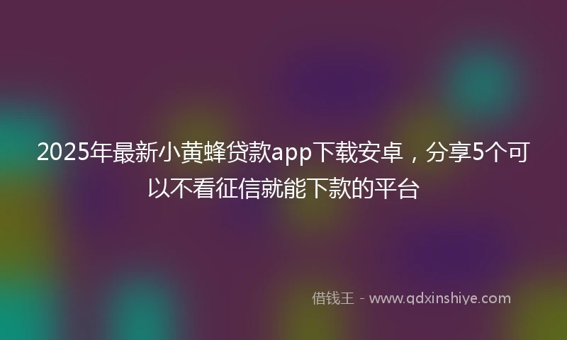 2025年最新小黄蜂贷款app下载安卓，分享5个可以不看征信就能下款的平台