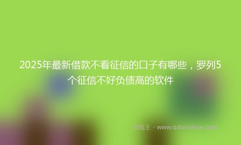 2025年最新借款不看征信的口子有哪些，罗列5个征信不好负债高的软件