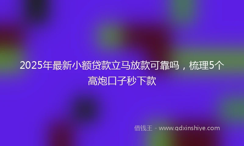 2025年最新小额贷款立马放款可靠吗，梳理5个高炮口子秒下款