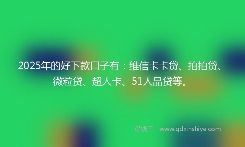 2025年的好下款口子有：维信卡卡贷、拍拍贷、微粒贷、超人卡、51人品贷等。