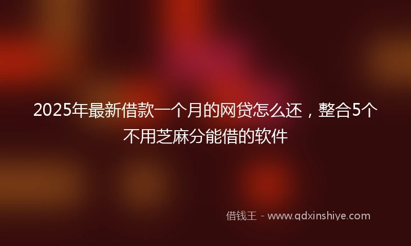 2025年最新借款一个月的网贷怎么还，整合5个不用芝麻分能借的软件