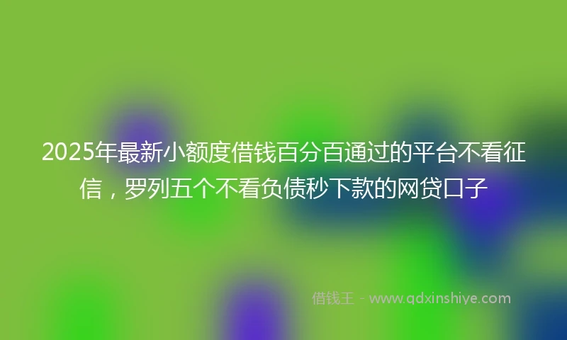 2025年最新小额度借钱百分百通过的平台不看征信，罗列五个不看负债秒下款的网贷口子