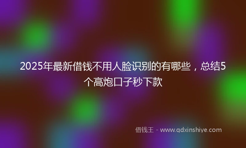 2025年最新借钱不用人脸识别的有哪些，总结5个高炮口子秒下款