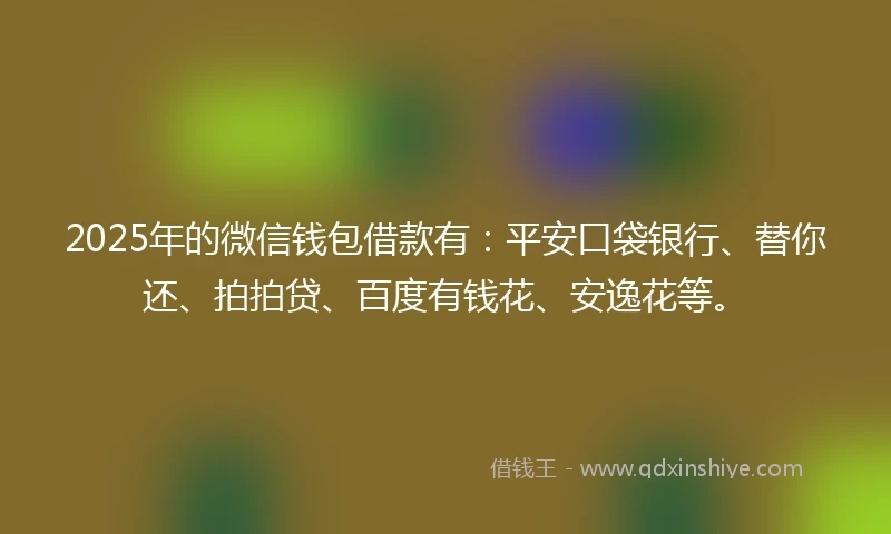 2025年的微信钱包借款有：平安口袋银行、替你还、拍拍贷、百度有钱花、安逸花等。