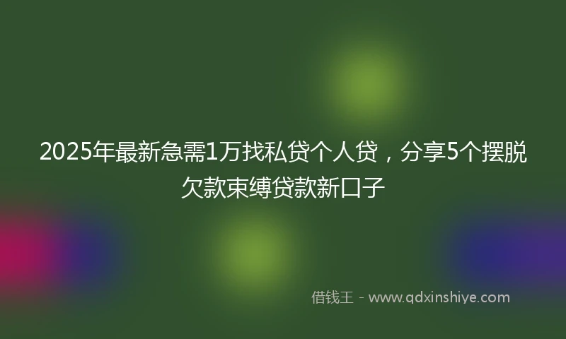 2025年最新急需1万找私贷个人贷，分享5个摆脱欠款束缚贷款新口子