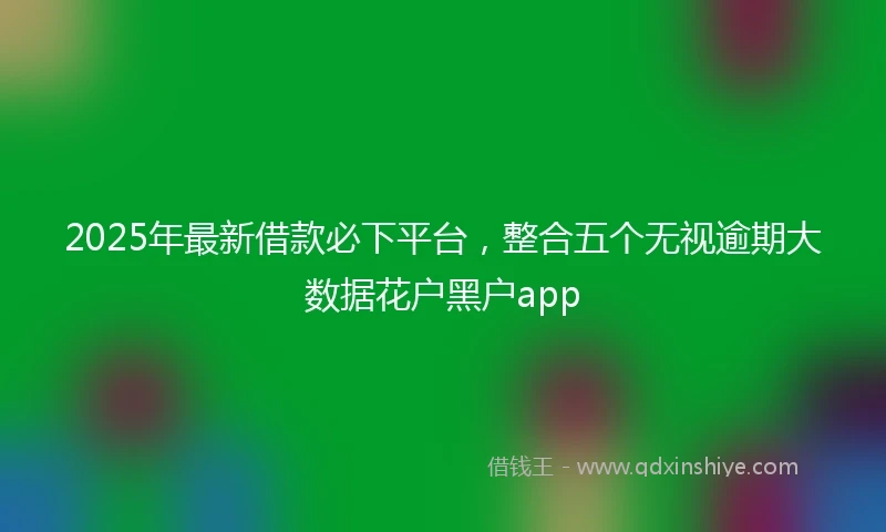 2025年最新借款必下平台，整合五个无视逾期大数据花户黑户app
