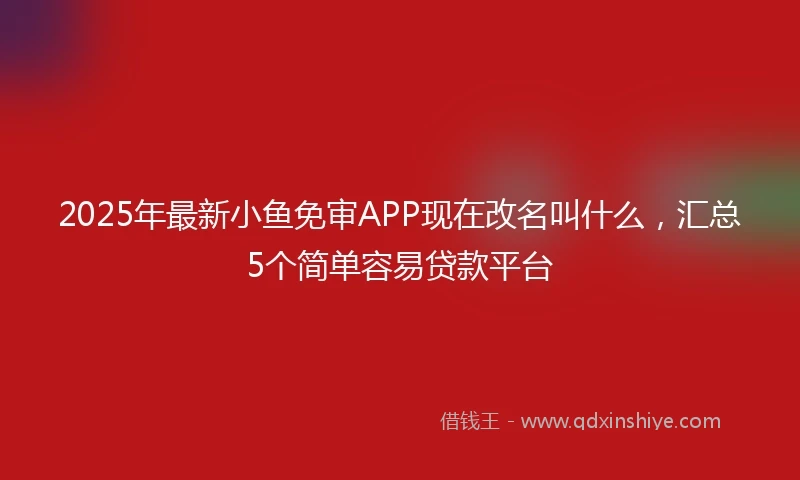 2025年最新小鱼免审APP现在改名叫什么，汇总5个简单容易贷款平台