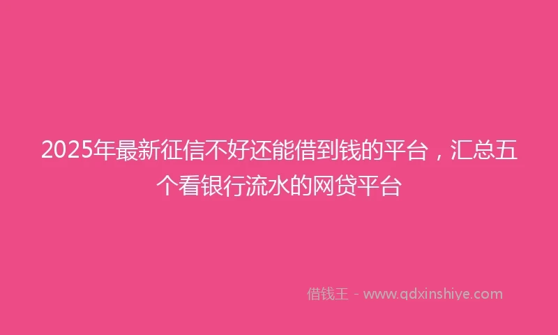 2025年最新征信不好还能借到钱的平台，汇总五个看银行流水的网贷平台