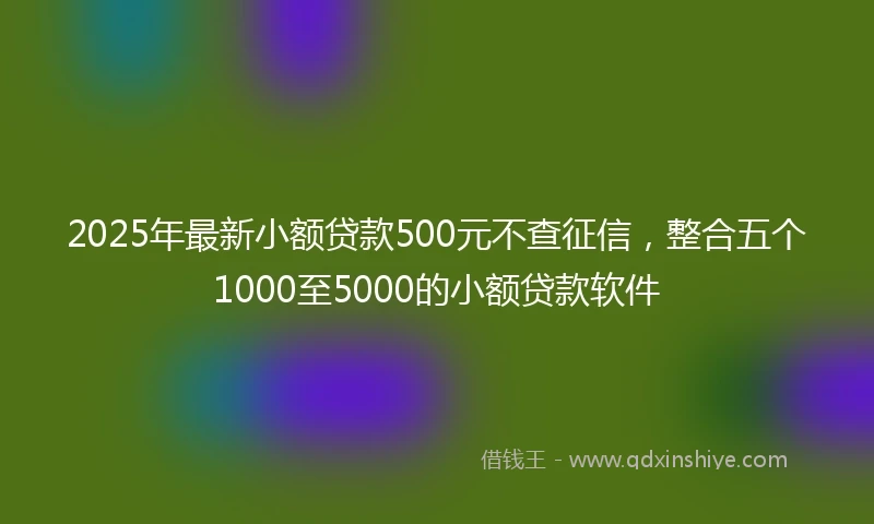 2025年最新小额贷款500元不查征信，整合五个1000至5000的小额贷款软件
