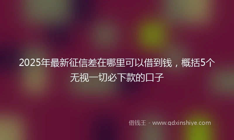 2025年最新征信差在哪里可以借到钱，概括5个无视一切必下款的口子