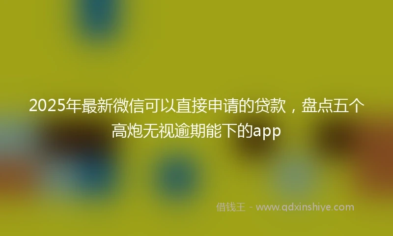2025年最新微信可以直接申请的贷款，盘点五个高炮无视逾期能下的app