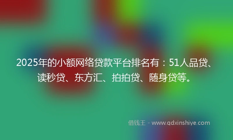 2025年的小额网络贷款平台排名有：51人品贷、读秒贷、东方汇、拍拍贷、随身贷等。