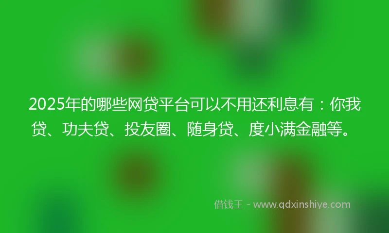 2025年的哪些网贷平台可以不用还利息有：你我贷、功夫贷、投友圈、随身贷、度小满金融等。