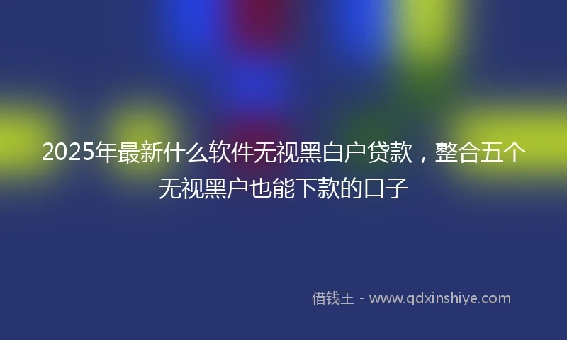 2025年最新什么软件无视黑白户贷款，整合五个无视黑户也能下款的口子