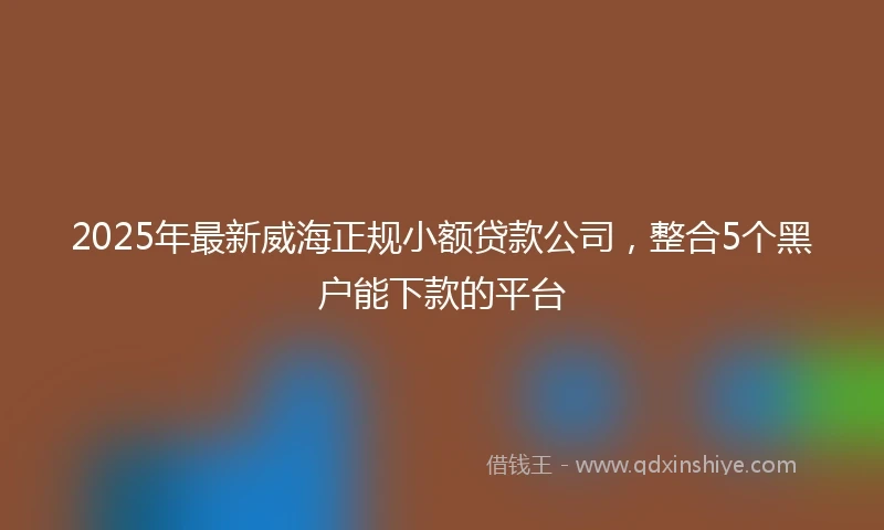 2025年最新威海正规小额贷款公司，整合5个黑户能下款的平台