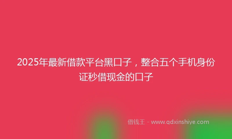 2025年最新借款平台黑口子，整合五个手机身份证秒借现金的口子