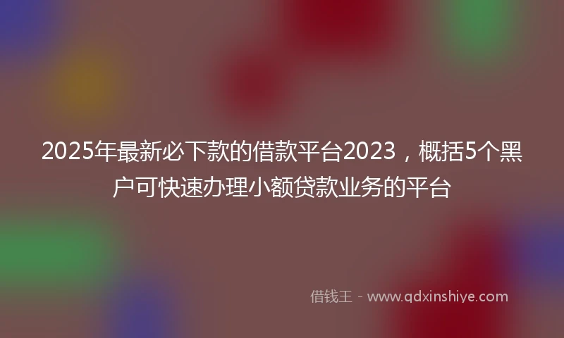 2025年最新必下款的借款平台2023，概括5个黑户可快速办理小额贷款业务的平台