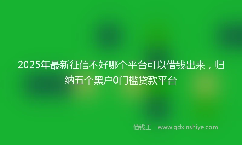 2025年最新征信不好哪个平台可以借钱出来，归纳五个黑户0门槛贷款平台