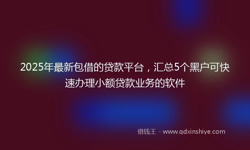 2025年最新包借的贷款平台，汇总5个黑户可快速办理小额贷款业务的软件