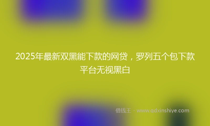 2025年最新双黑能下款的网贷，罗列五个包下款平台无视黑白