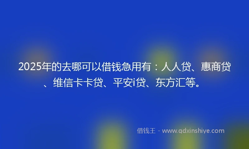 2025年的去哪可以借钱急用有：人人贷、惠商贷、维信卡卡贷、平安i贷、东方汇等。