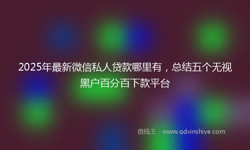 2025年最新微信私人贷款哪里有，总结五个无视黑户百分百下款平台
