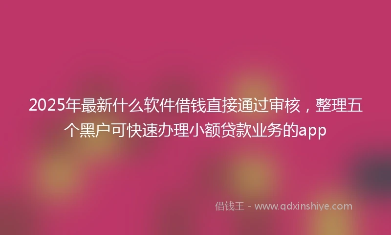 2025年最新什么软件借钱直接通过审核，整理五个黑户可快速办理小额贷款业务的app