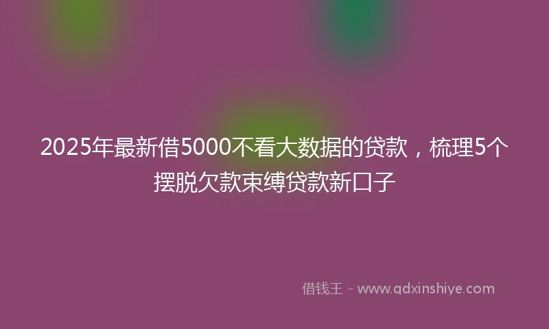 2025年最新借5000不看大数据的贷款，梳理5个摆脱欠款束缚贷款新口子