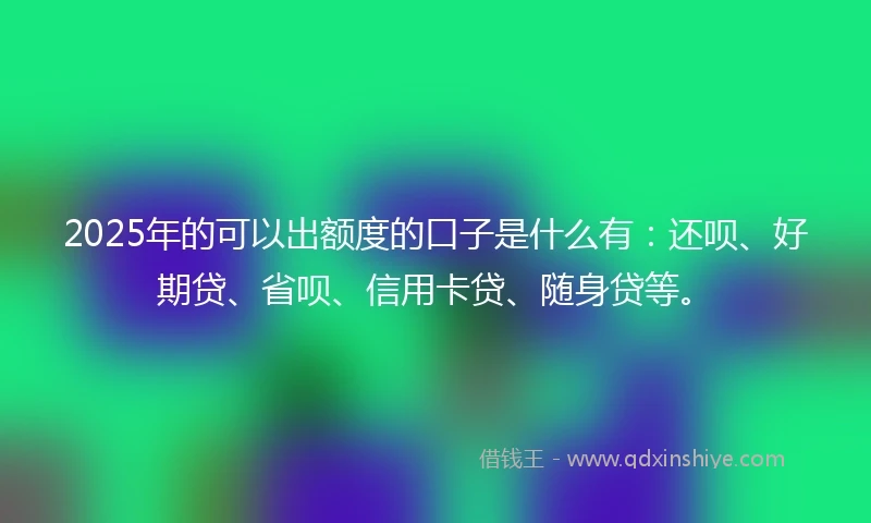 2025年的可以出额度的口子是什么有：还呗、好期贷、省呗、信用卡贷、随身贷等。