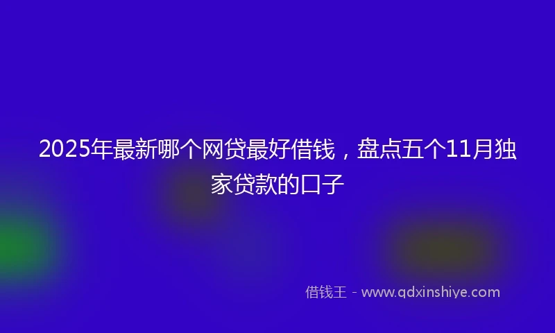 2025年最新哪个网贷最好借钱，盘点五个11月独家贷款的口子