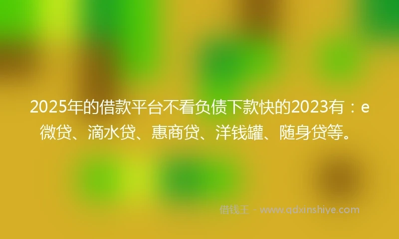 2025年的借款平台不看负债下款快的2023有：e微贷、滴水贷、惠商贷、洋钱罐、随身贷等。