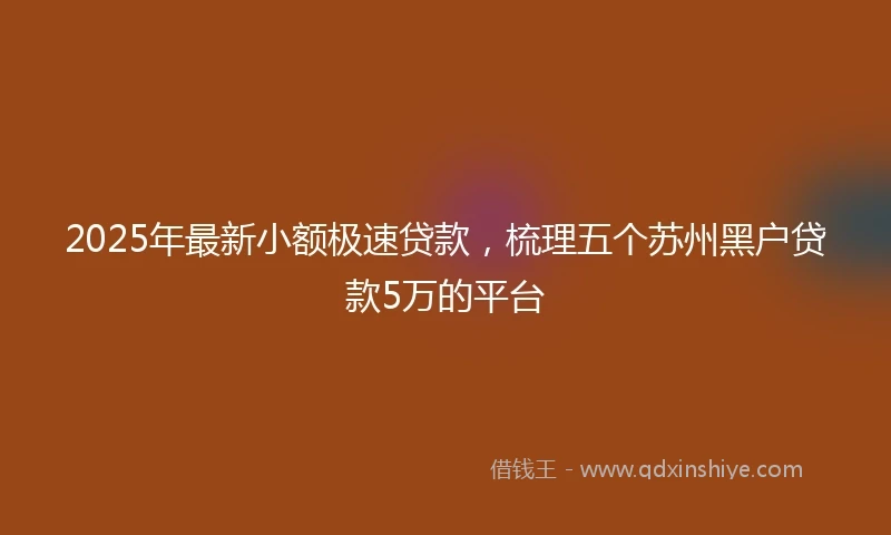 2025年最新小额极速贷款，梳理五个苏州黑户贷款5万的平台