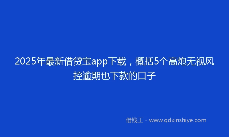 2025年最新借贷宝app下载，概括5个高炮无视风控逾期也下款的口子