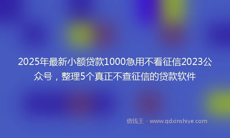 2025年最新小额贷款1000急用不看征信2023公众号，整理5个真正不查征信的贷款软件