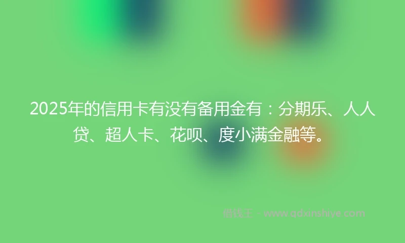 2025年的信用卡有没有备用金有：分期乐、人人贷、超人卡、花呗、度小满金融等。