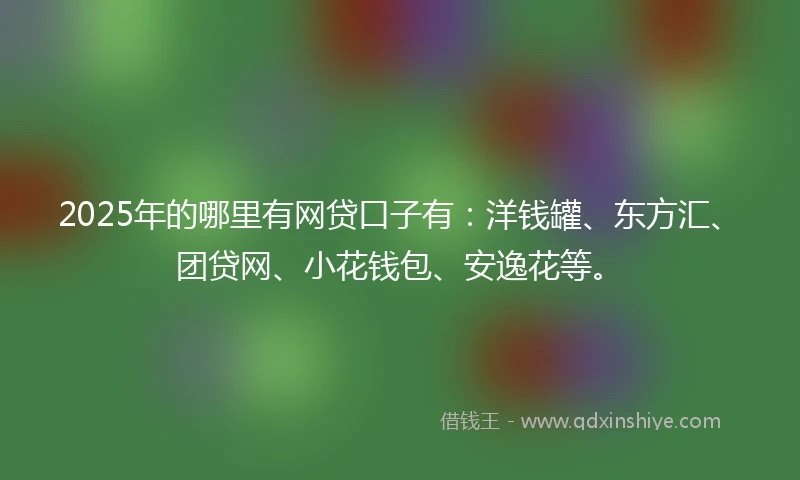 2025年的哪里有网贷口子有：洋钱罐、东方汇、团贷网、小花钱包、安逸花等。