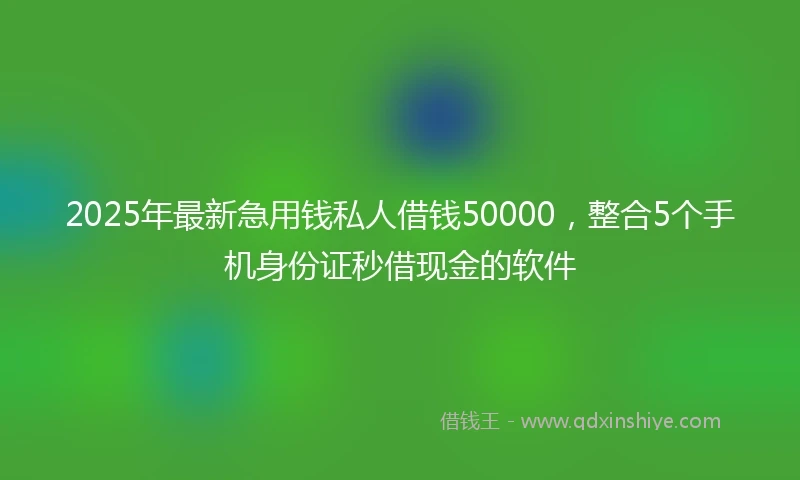 2025年最新急用钱私人借钱50000，整合5个手机身份证秒借现金的软件